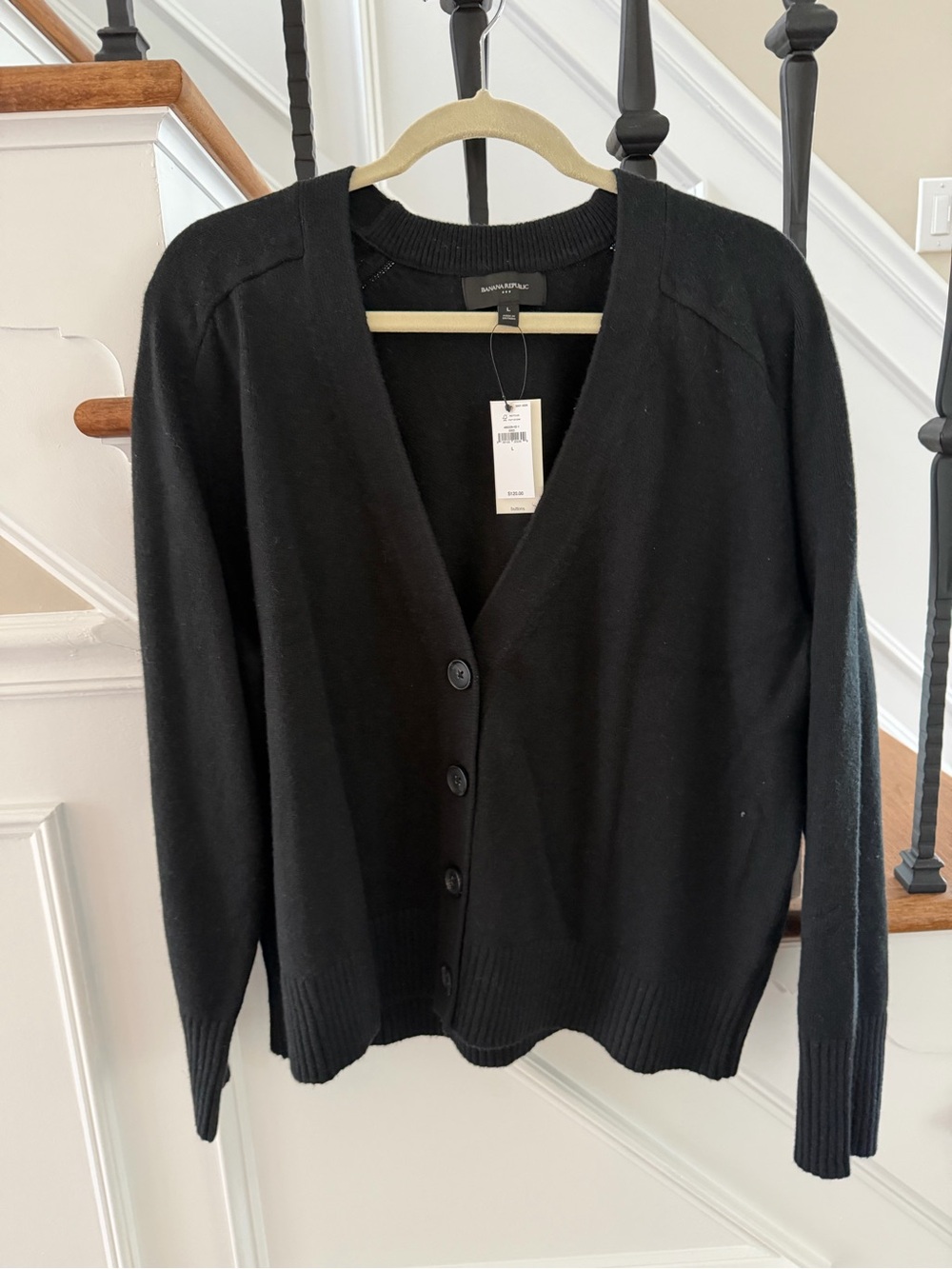 Banana Republic Black V-Neck Button Cardigan